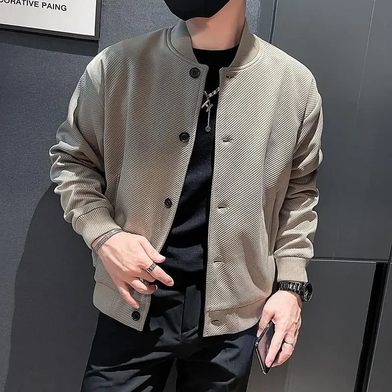 Man Bomber Coat Solid Color Spring Autumn Baseball Jacket for Men Original s Trendy Sale Korean Reviews Many Harajuku 250107
