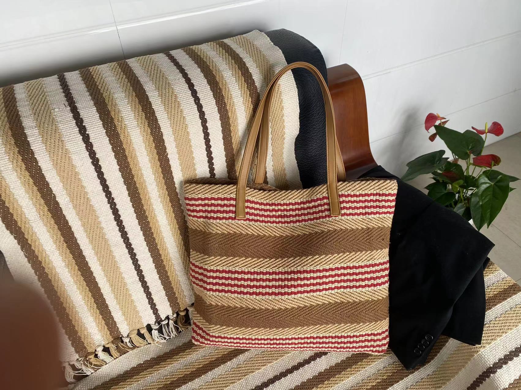 Authentic Handcrafted Coarse Linen Shoulder Bag for Women