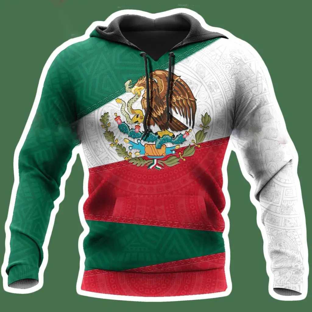 Mexican Hoodie Mens 3D Printed Mexican Flag Top Autumn Long Sleeve Street Clothing Designer Hoodie Mens Hoodie W250108