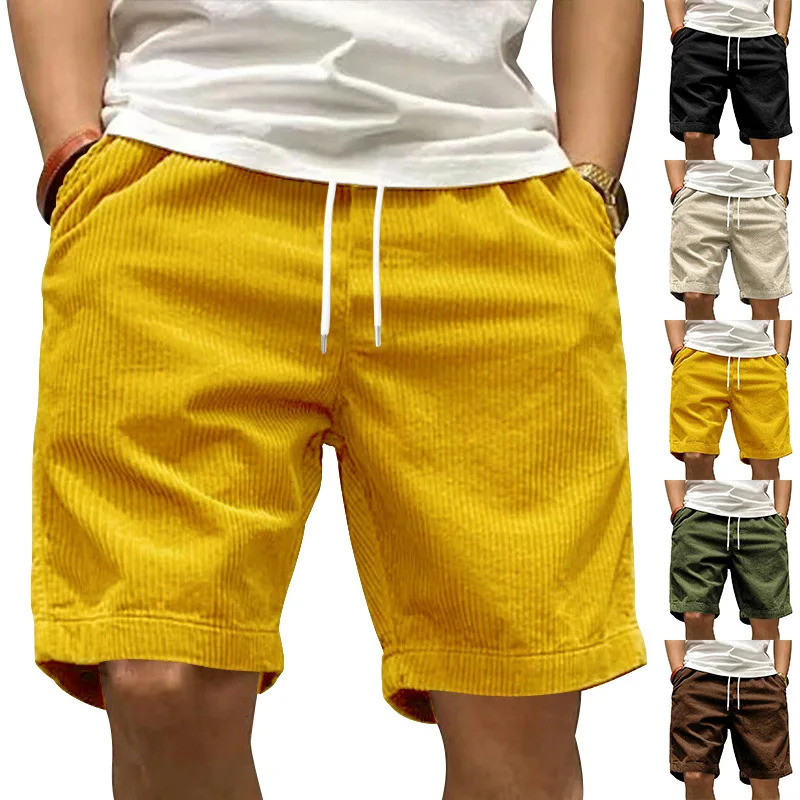 2024 American Heavy Duty Work Shorts Summer I Trendy Retro Corduroy Fashion Mens Casual Shorts 250107