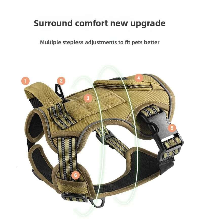 Pet Strap Tactical Chest Back Outdoor Medium Large Dog Vest Explosion Proof Punching Traction Rope