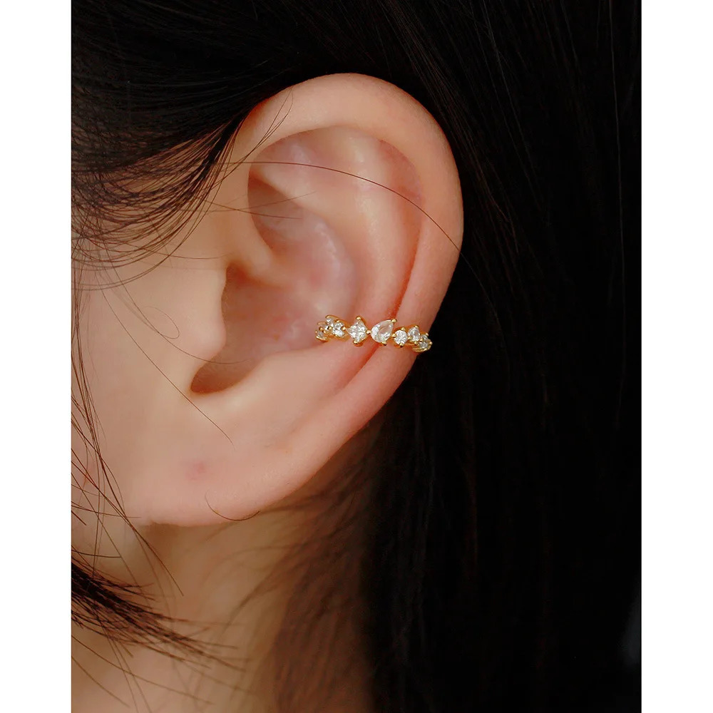 CCFJOYAS 1 pair of 925 Sterling Silver Clip Earrings for Women Light Irregular Geometric Zircon Ear Cuff Without Pierced 250103