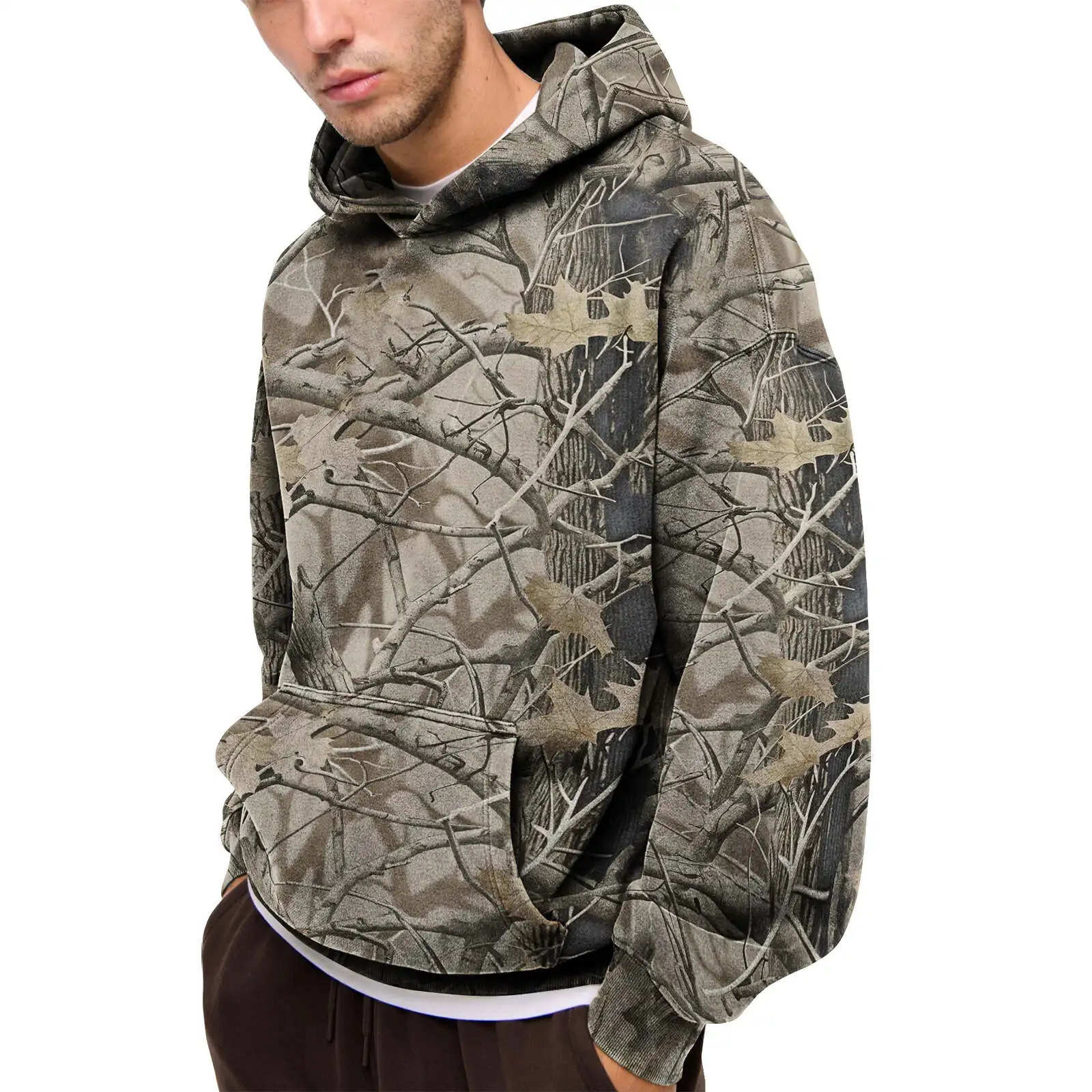 Y2K Retro Outdoors Hoodie Men Camouflage Pattern Disguise Sweatshirt High Street Hip Hop Streetwear Oversized Unisex Camo Hoodie 250107