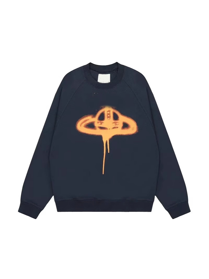 Graffiti Saturn Print Hoodie Mens Womens Trendy Sweatshirts Unisex Long Sleeved Pullovers Round Neck Hoodies