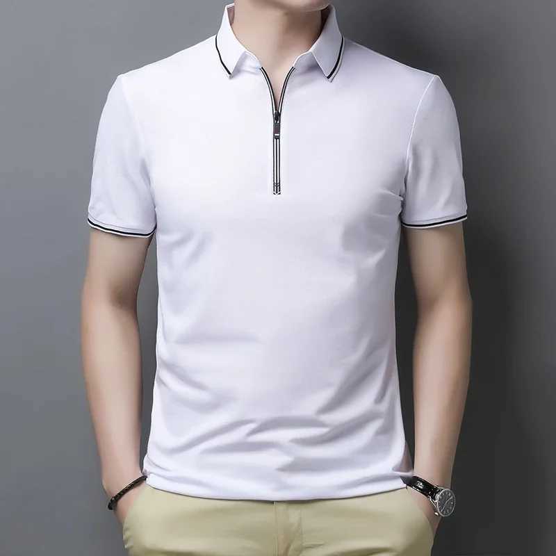 New Mens Casual and Fashionable Solid Color Short Sleeved Polo ShirtXJ250108