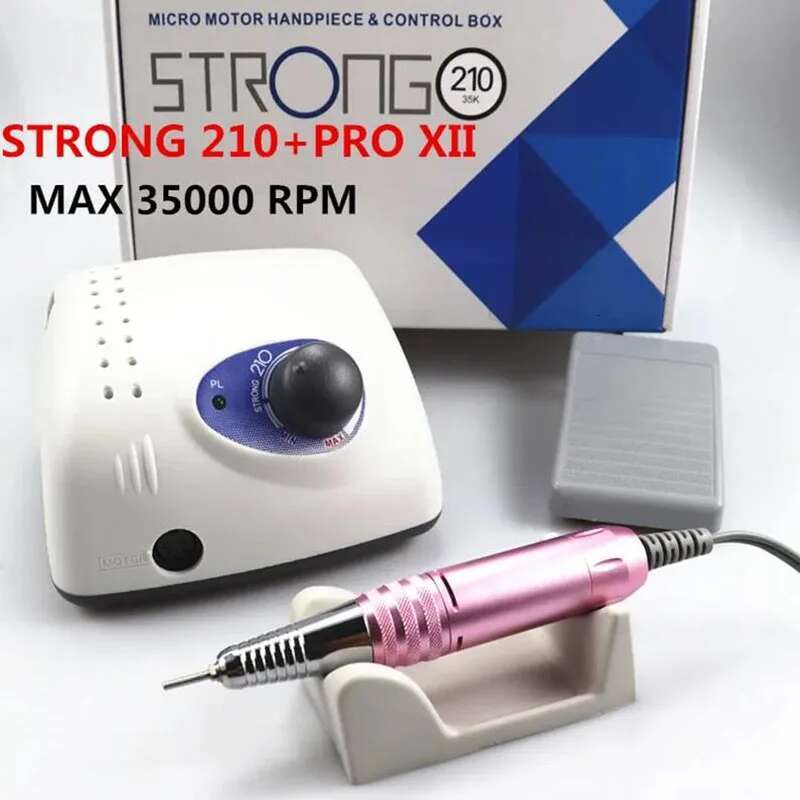 Strong 210 PRO XII 65W 35000 Cutters Electric Drill Milg Manicure hine Polish Nail File