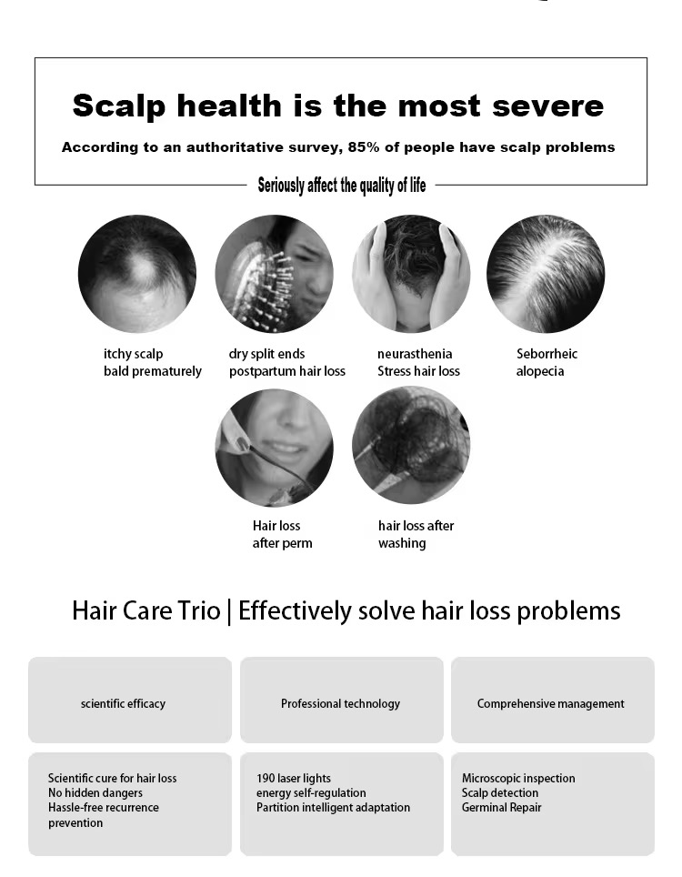 New 7 In 1 High Frequency Hair Follicle Detection Scalp Treatment Machine Hair Analyze Scalp Care Massage Hair Regrowth Device