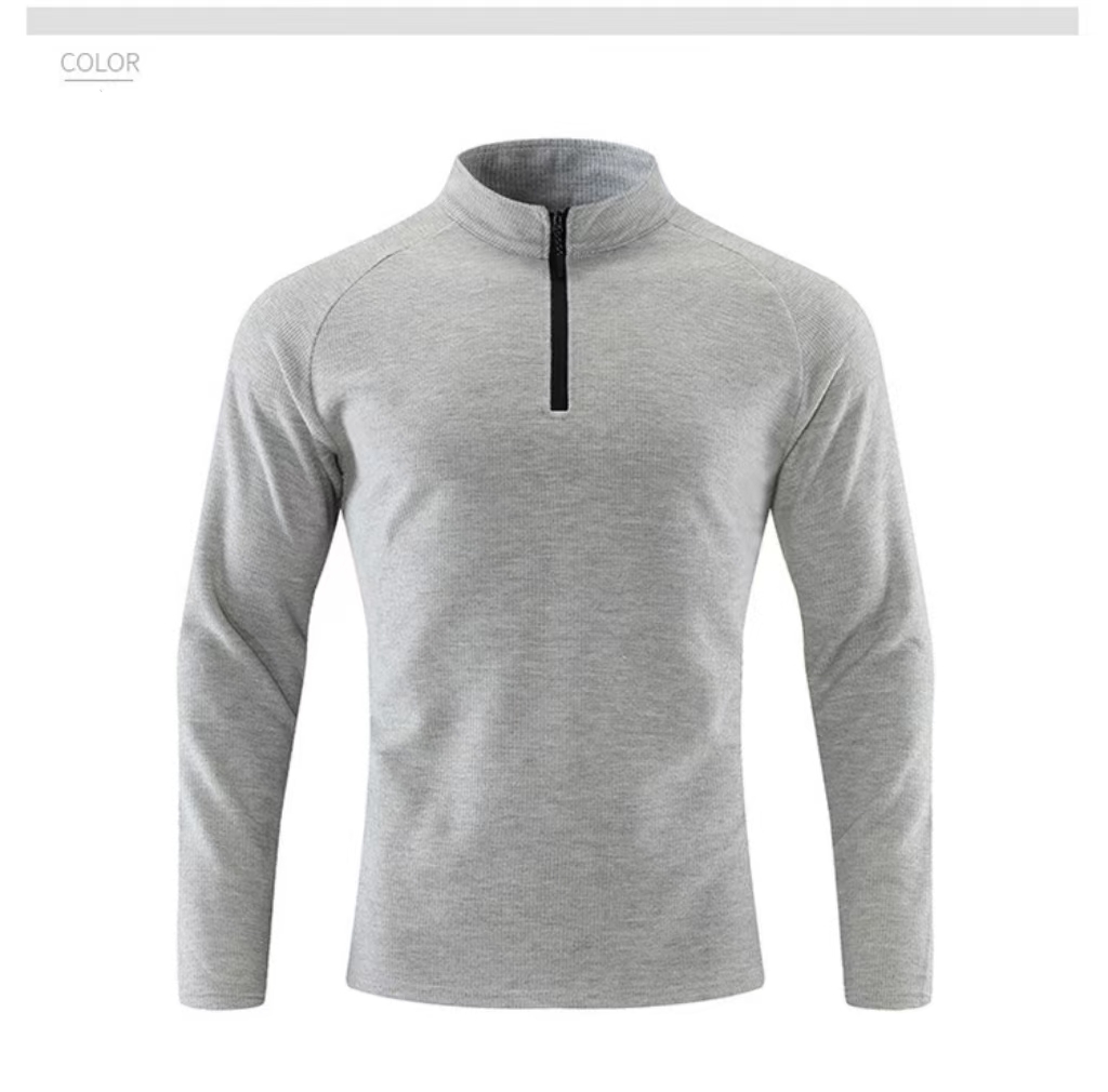 LY03 Men Running Sports Long Sleeve T-shirt Men's Style Stand-up Collar Half Zipper Shirt Training Fitness Clothes Training Top Elastic Quick Dry