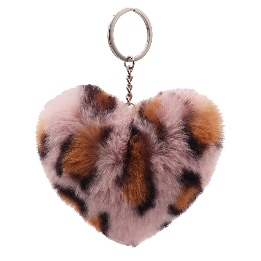 Wholesale Leopard Print Love Plush Keychain Winter Ladies Bag Pendant Fashion All-match Hair Ball Car Pendant Small Gifts 250107