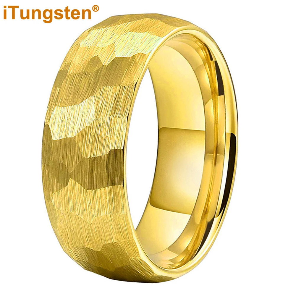 iTungsten 6mm 8mm Men Women Black Hammered Tungsten Carbide Ring Engagement Wedding Band Trendy Jewelry Domed Comfort Fit 250107