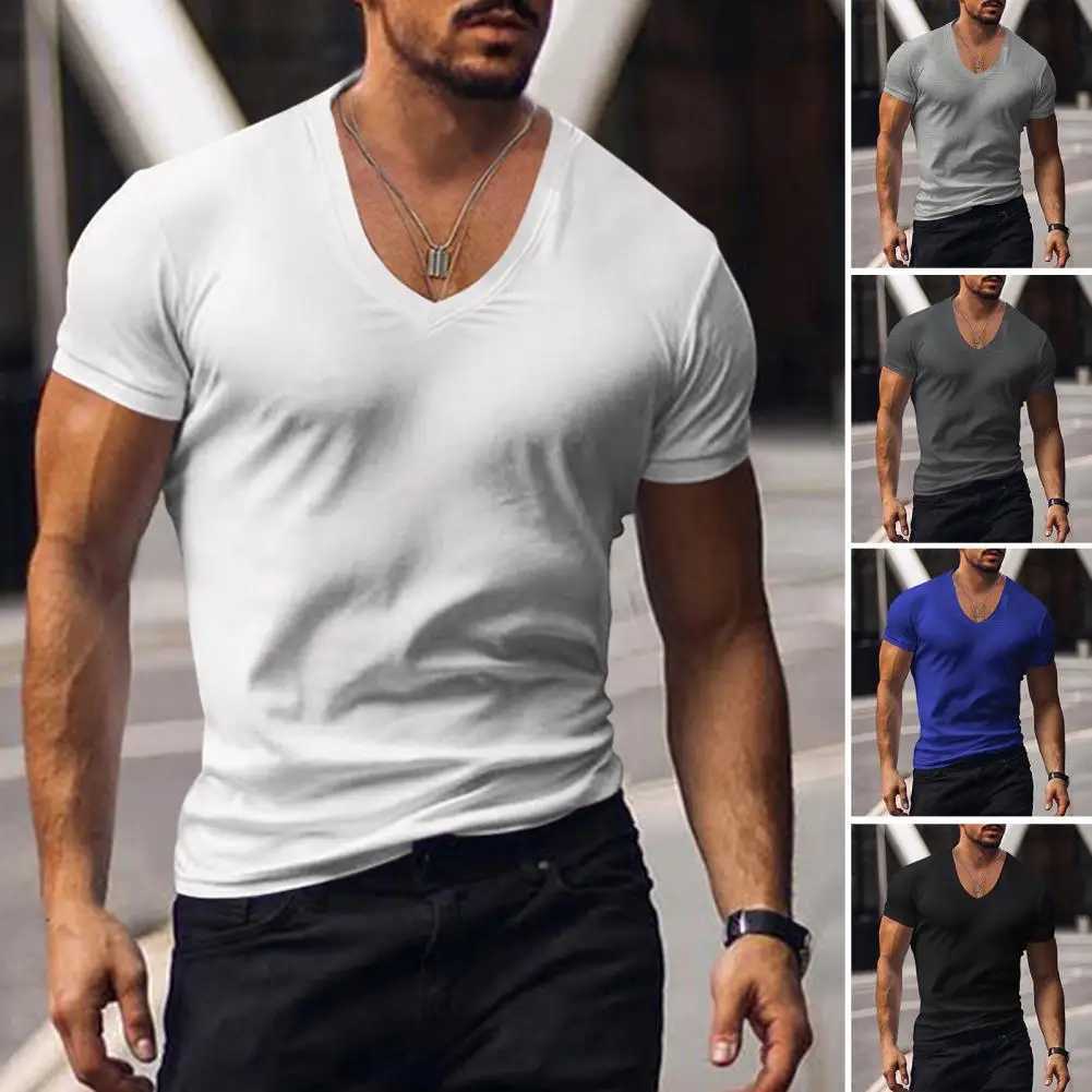 High Quality Mens V-neck solid color sweatshirt absorbent zipper top breathable dress tight fitting shirt summer top T250108
