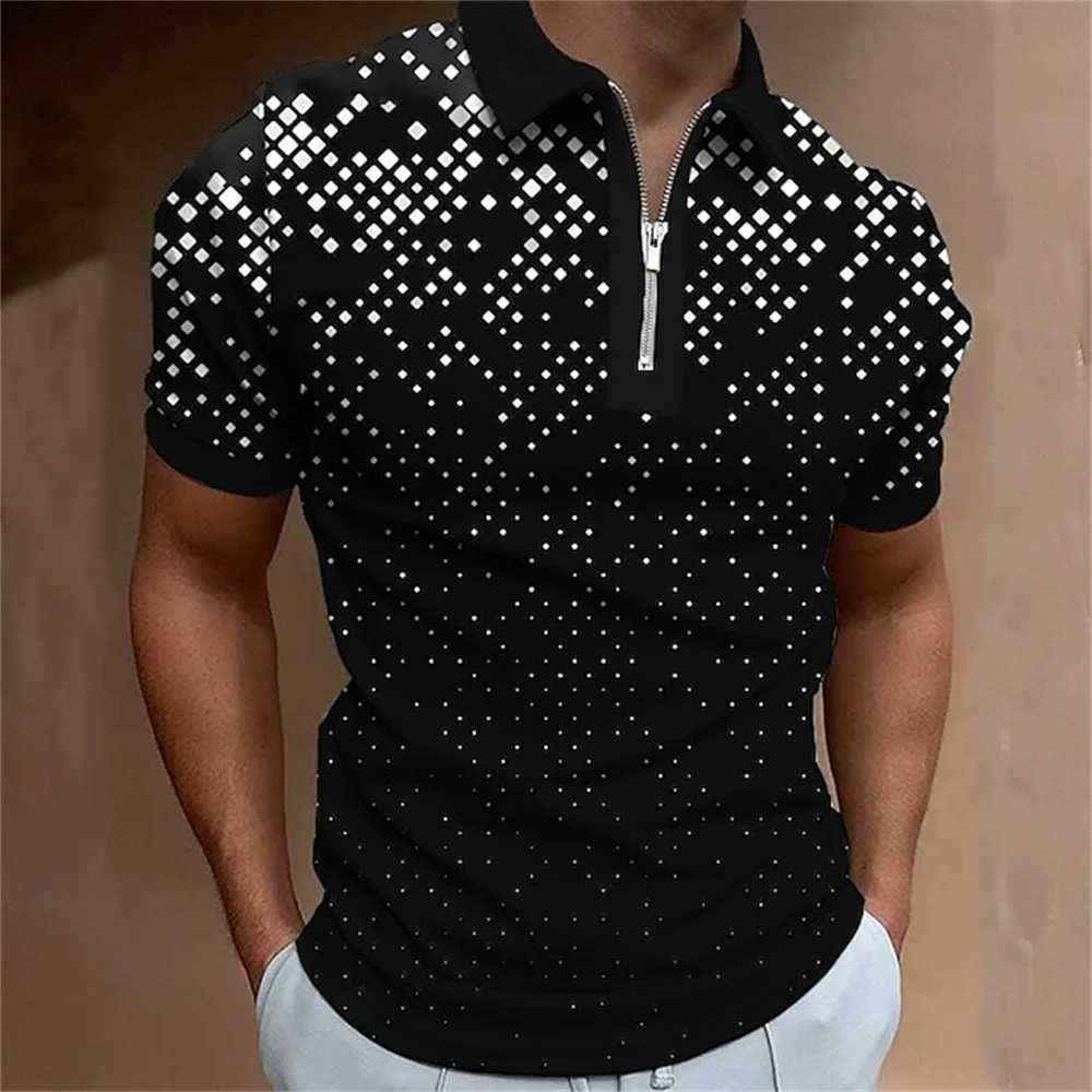 T-shirts Men Golf Quarter Zip Polo Street Collar Mens Tops Short Sleeve Streetwear Graphic Color Block Zipper Quarter SummerXJ250108