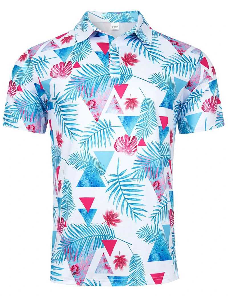 Fashion Men Polo Shirt 3d Hawaii Print Daily Casual Short Sleeve Loose Oversized T-Shirts Street Cool Tops Summer MenS ClothingXJ250108