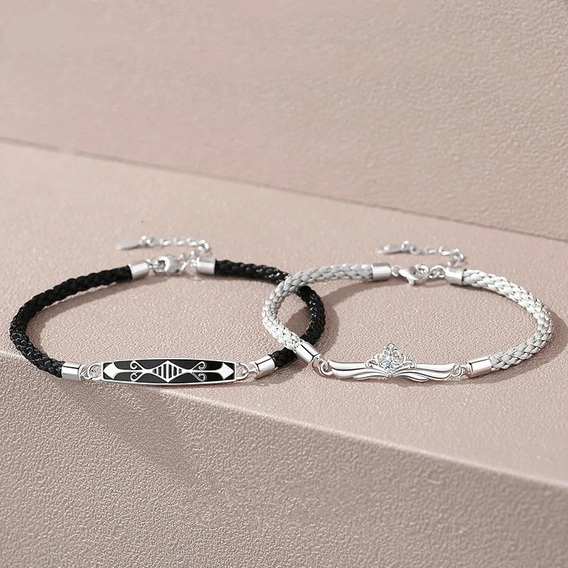 S925 princess and Knight couple bracelets men and women sterling silver bracelets gift 250107