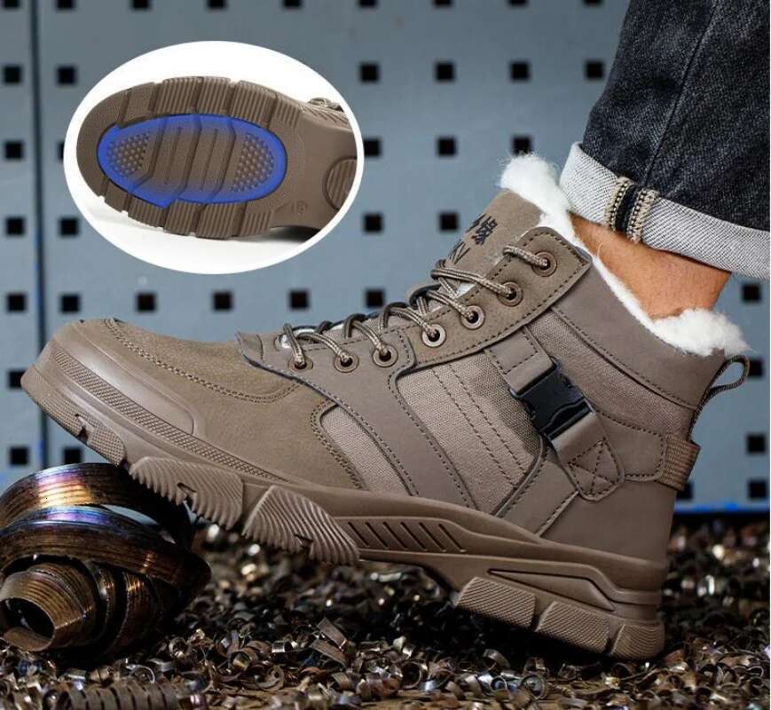 Ddmyoutdoor China Domestic Safety Men Plush Warm Winter Steel Toe Work Indestructible Shoes Puncture Proof Snow Boots