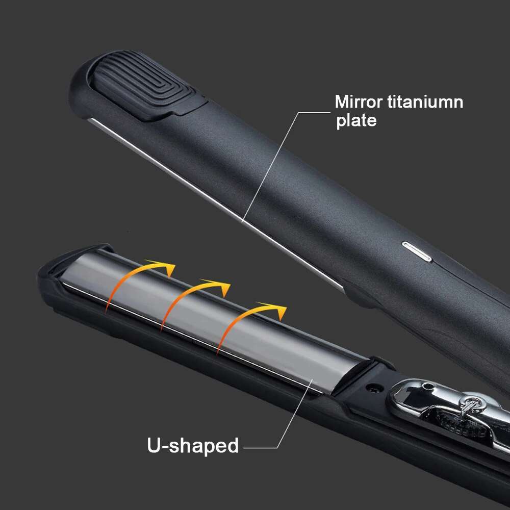 Curved Plate Curler Titanium U-shaped Flat Iron Professional 450°F Curg Irons Salon Hair Styg Tools Dual Voltage