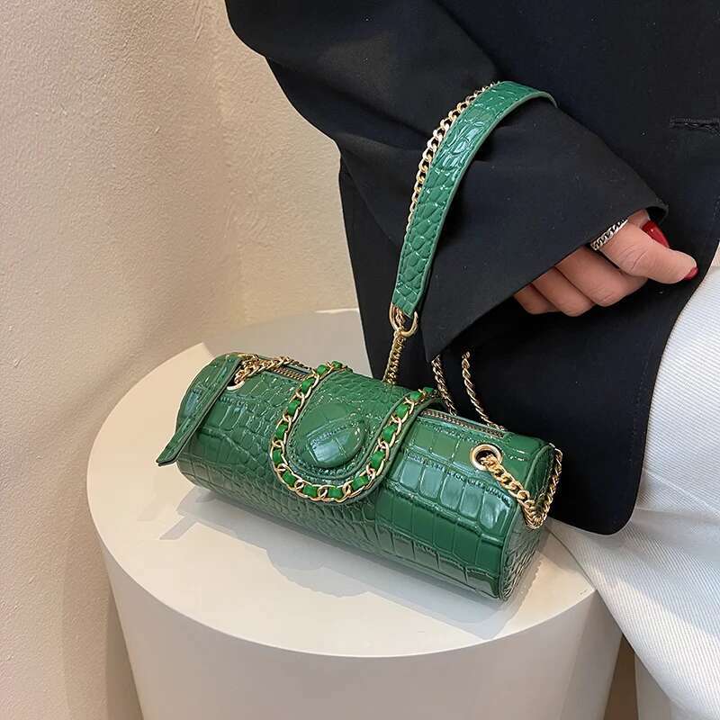 Small Chain Barrel Shaped PU Leather For Women 2022 Fashion New Women's Designer Handbag Shoulder Crossbody Bags