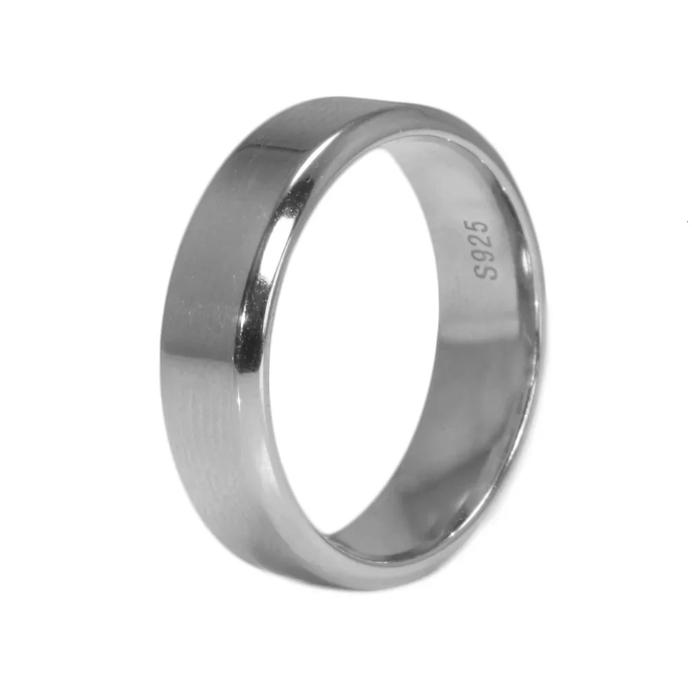925 Sterling Silver 6mm Classic Polished Ring for Men and Women Free Name Engraved Inside Smooth Wedding Band Minimalism Jewelry 250107