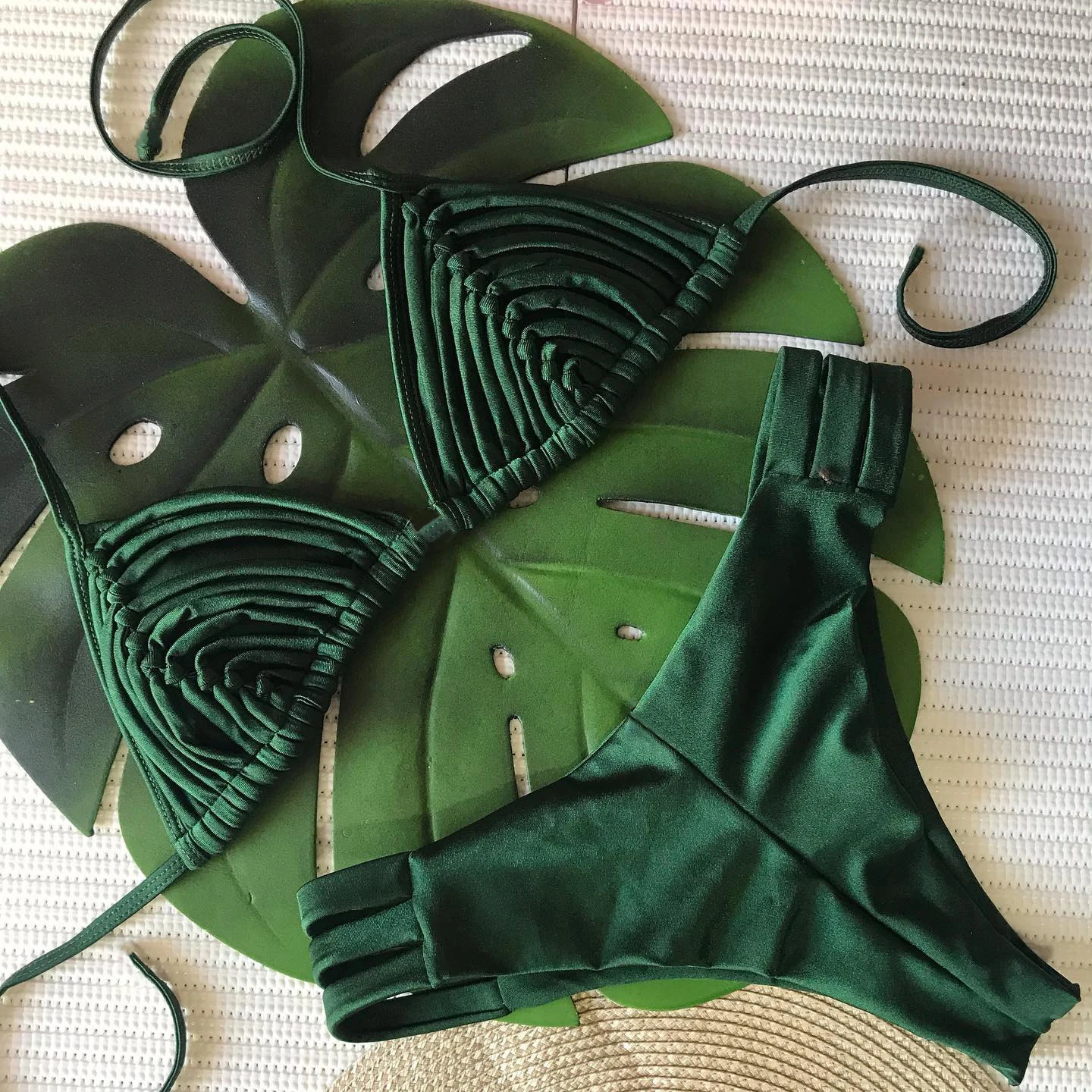 Sexy woven bikini swimsuit Brazilian bikini swimsuit set womens swimsuit high leg suspender two-piece swimsuit summer womens swimsuit 250108