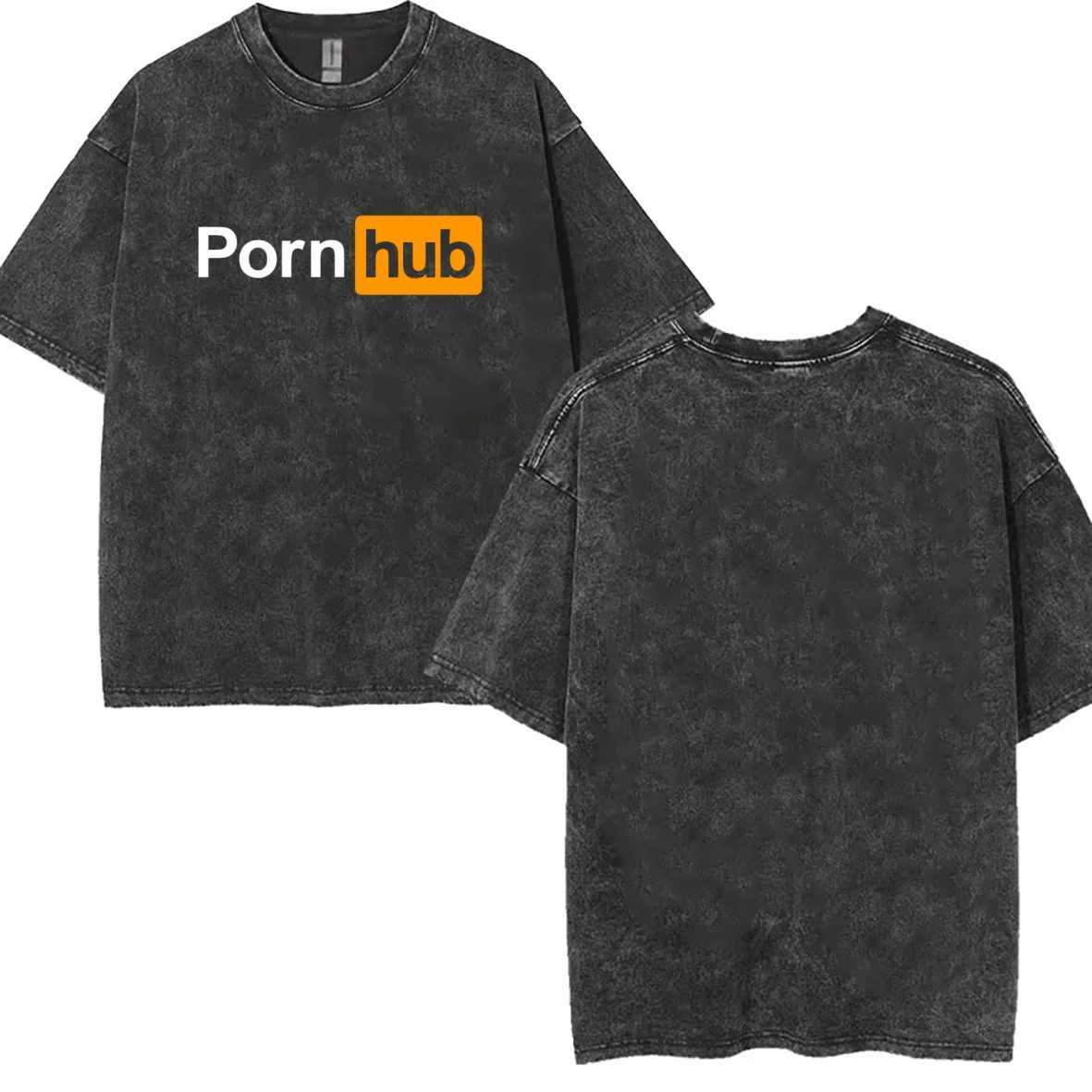 Porn T-shirt Leisure Center Summer Laundry T-shirt Retro Hip Hop Street Clothing Mens Short Sleeve Retro Black Laundry Clothing M250108