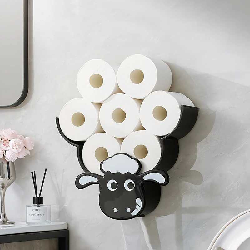 Wall mounted paper storage and organizer sheep interesting toilet paper storage bathroom decoration tissue holder Y250107