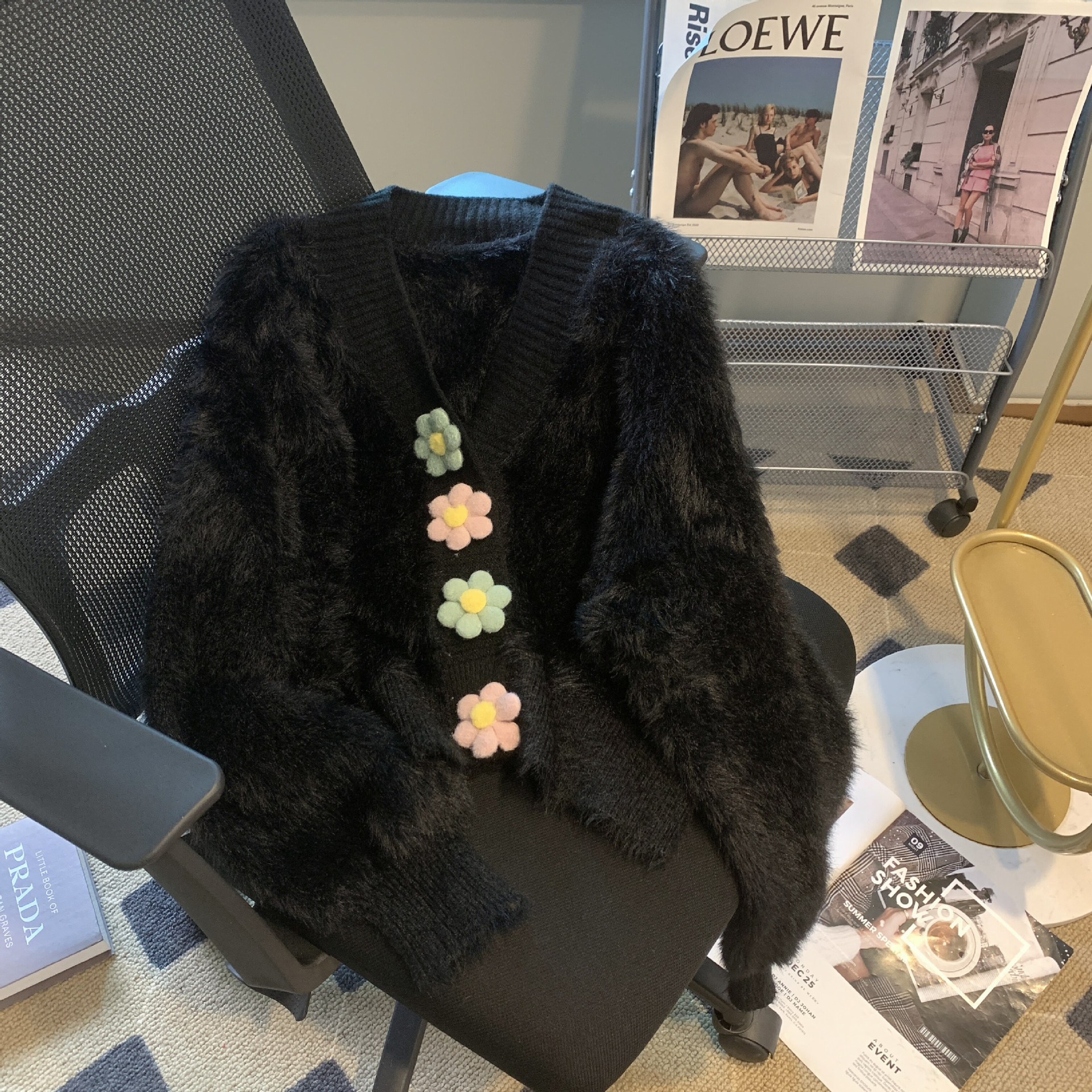Women's Knits Solid Cardigan Jackets Women Clothing Fashion Soft Furry Sueter Mujer V-neck Knitted Thicked Cropped Sweater Tops Sweet Y2k