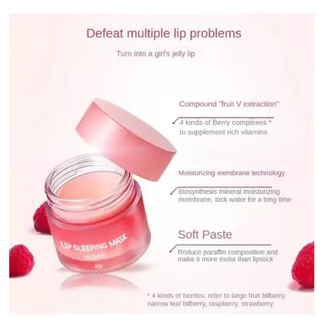 20g South Korea Lip Sleep Mask Night Sleep Maintenance Moisturizing Lip Gloss Bleach Cream Nourishing Lip Care Strawberry