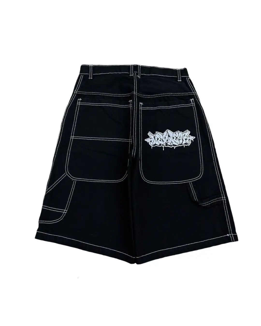 Wexwear Embroidery Skate Cargo Jeans Denim Shorts Baggy Retro Y2k Harajuku Gym Basketball Streetwear Men Clothing 250106