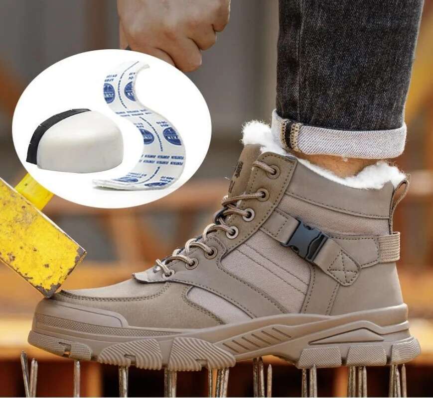 Ddmyoutdoor China Domestic Safety Men Plush Warm Winter Steel Toe Work Indestructible Shoes Puncture Proof Snow Boots