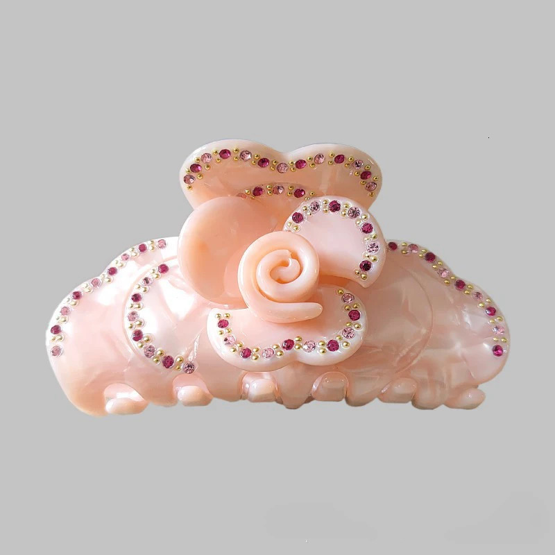 Muweordy French Vintage Flower Acetate Claw Clip Sparkling Color Crab Hair Clip Hair Catches Hair Accessories For Women 250103
