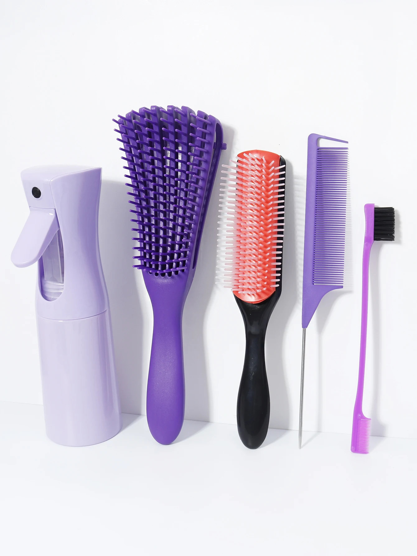 5pcs/set Detangling Anti Static Hair Brush Curly Hair Curved Rat Tail Comb Set Salon Hair Tools Suitable For All Hair Types 250106
