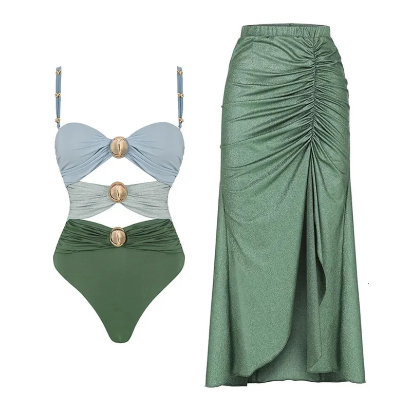 Women One Piece Swimsuit Female Swimwear Maxi Dress Beachwear Swimming Suit Bathing Suit Bikini Set Sarong Biquini Cover-Up 250108