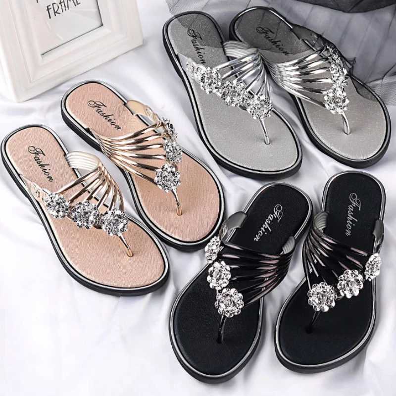 New Arrival Womens floral flip slippers summer Korean flat shoes casual lightweight slippers plus size beach sandals Pantuflas De Mujer T250108