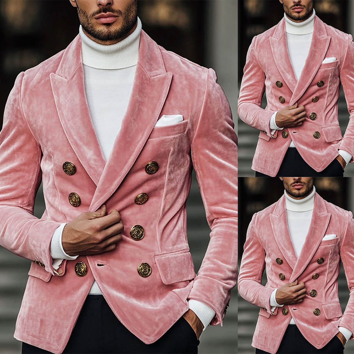 Amazing Men Suits 1 Piece Set Jacket Velvet Wedding Tuxedos Peaked Lapel Double Breasted Party Event Groom suit Customized High Quality