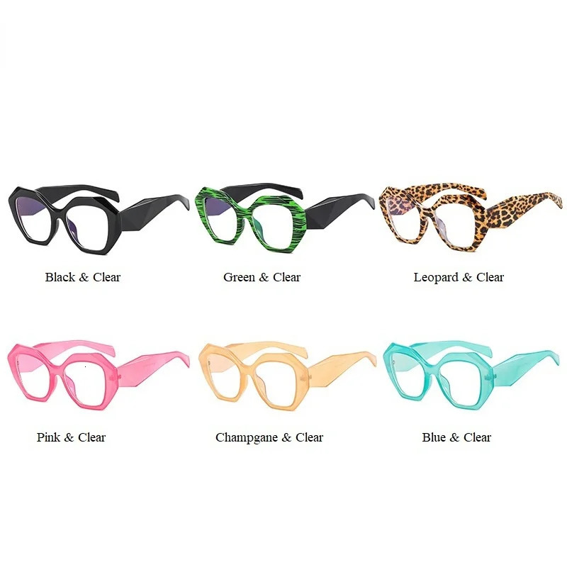 Anti-blue Light Candy Color Polygon Square Eyeglasses For Women Vintage Fashion Plastic Clear Computer Glasses Frame 250107