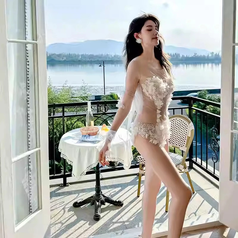 Original n Petal One-Piece Bikini Sexy Bra Mermaid Role Play Oceanarium Pure Lust Wind Spa Vacation Beach Corset 250106