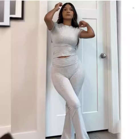 Early Autumn Year's New Women's Wear High End Short Sleeve Fashion Hong Kong Style Retro Chic Two Piece Set