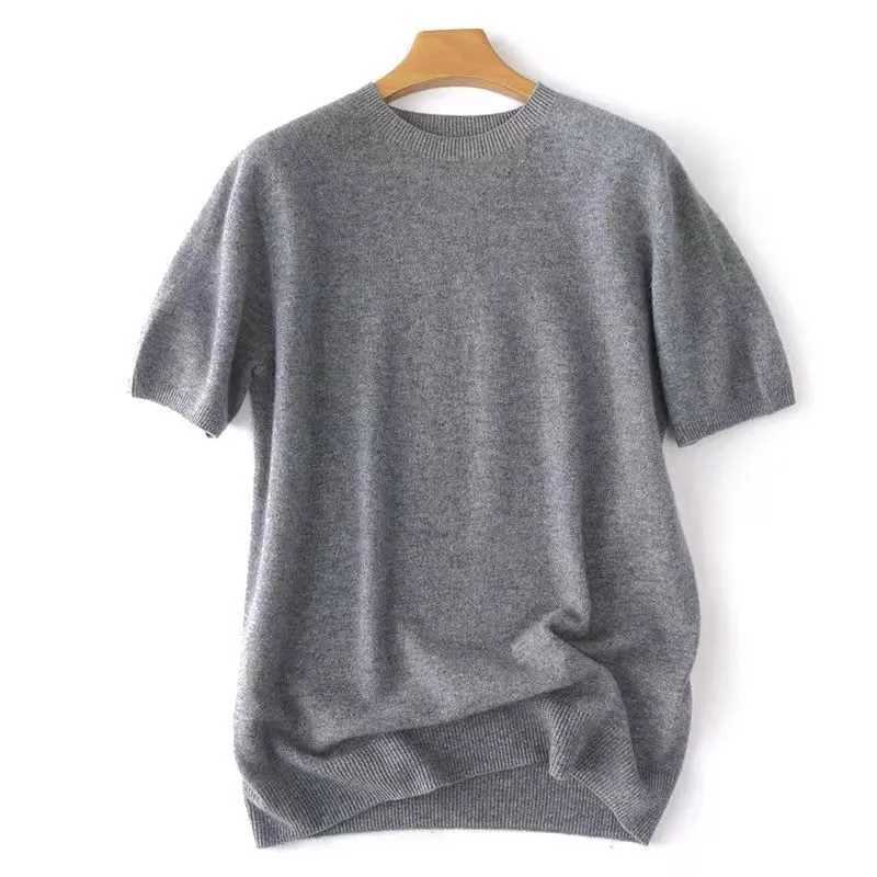 New Arrival Ultra fine Merino cashmere knitted O-neck T-shirt mens short sleeved T-shirt solid color trend casual T-shirt Z250108