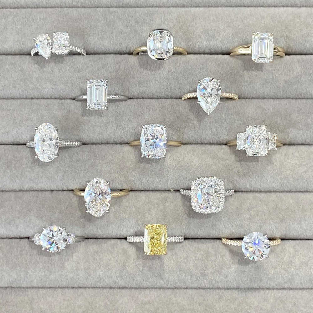 Wholesale Engagement Femme En Or Bijoux Homme Radiant Moissanite Diamond 925 Silver Rings Jewelry Manufacturer Custom Jewelry