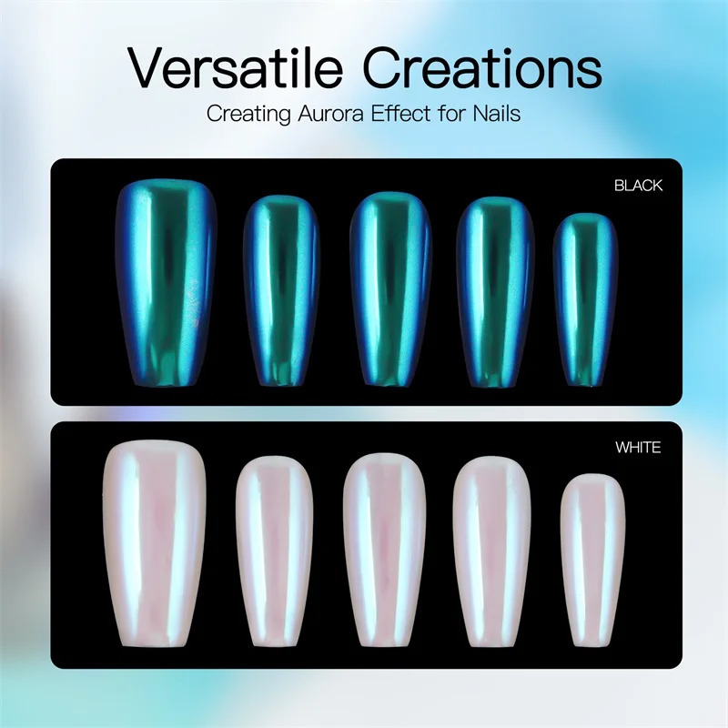 FSIXCL Pearl White Aurora Nail Chrome Powder Color Shift Mirror Effect Glitter for Art Manicure Rubbing Pigment Dust 05g 241230