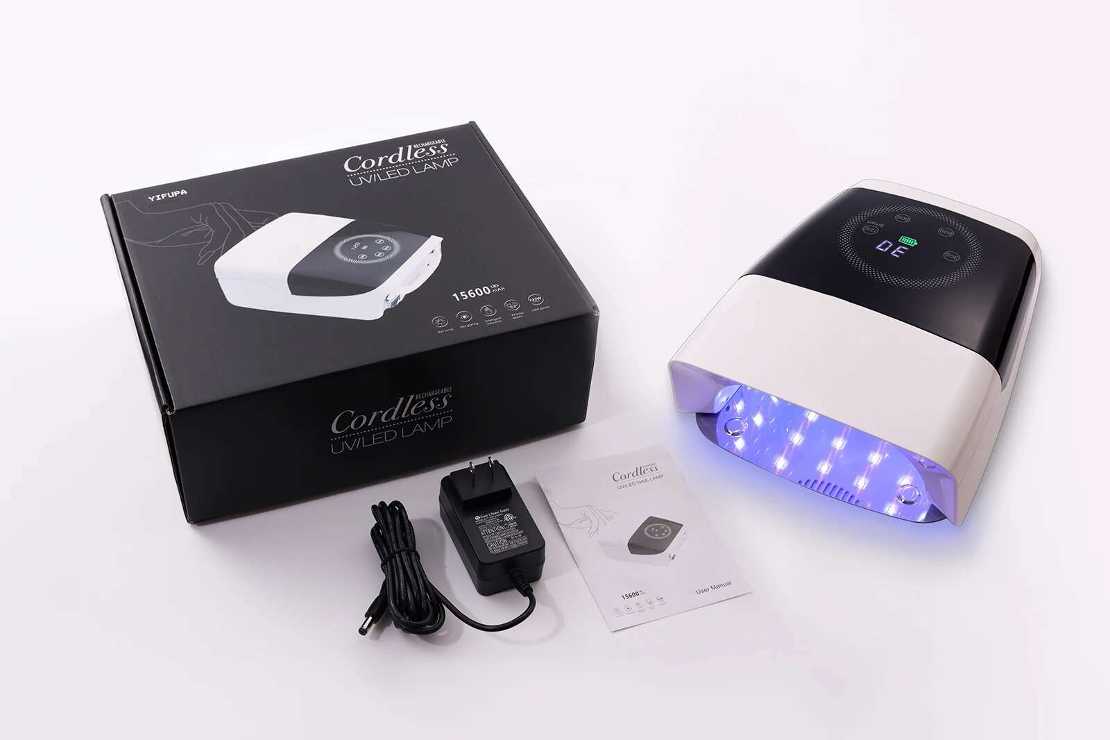 Cordless UV LED Lamp 132W Rechargeable Dryer Wireless with Auto Sensor Quick Dry All Nail Gel Polish for Home & Salon