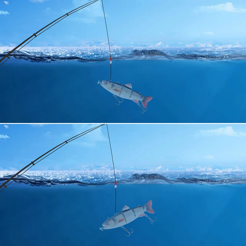 Electric Lure Wobblers For Fishing 4-Segement Swimbait Rechargeable lure Crankbait Flashing LED light Robotic Fishing lure 241231