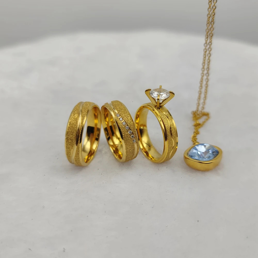 Thick gold-plated stainless steel jewelry alliance South Africa cubic zirconia engagement ring pendant wedding commitment ring 250107