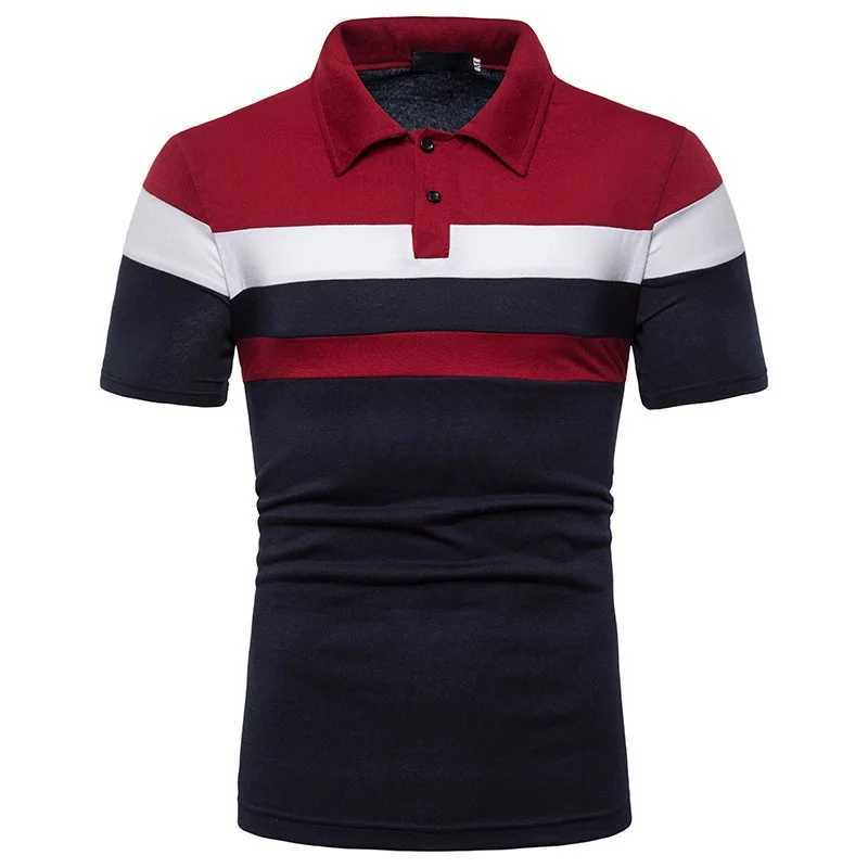 2023 Mens Short Sleeved T-shirt Color Matching Fashion Mens Lapel Short Sleeved Polo ShirtXJ250108