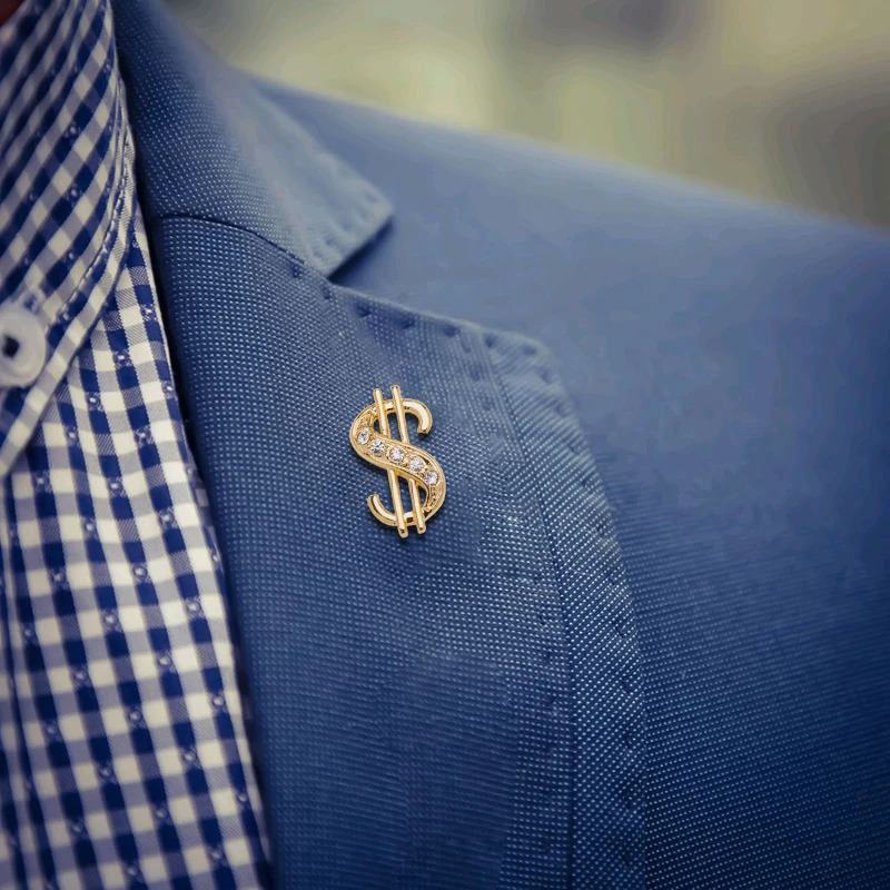 KFLK Fashion Dollar Sign Brooch Pins Exquisite Brooches For Women Mens Costumes Badge Brooch Jewelry Wholesale 241230