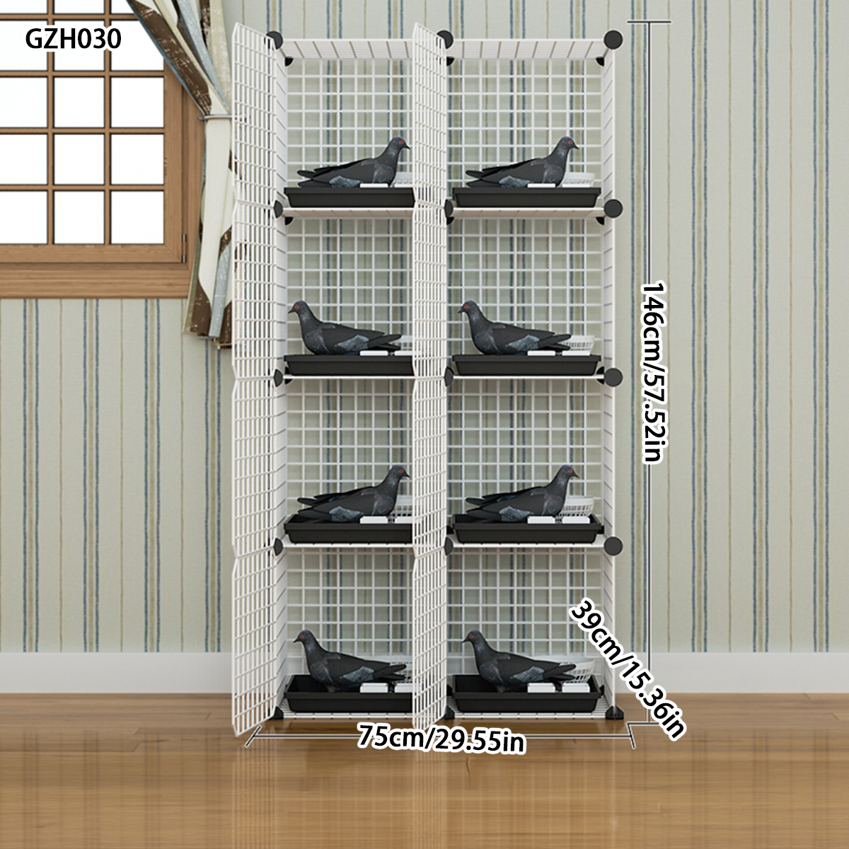 Premium Large Household Pigeon Enclosure Multilayered Iron Birdhouse with White Grid Pattern