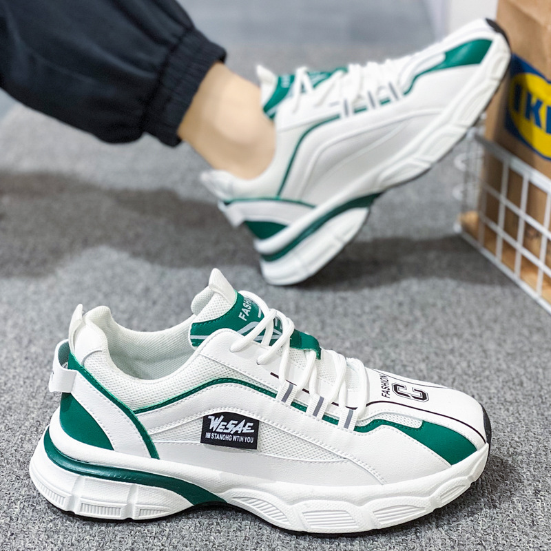 Men Sports Thick Sole Round Toe Chunky Shoes New Fashion Running Training Trendy Triple Black Grey Green fashion