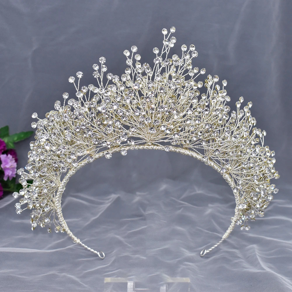 Fashion Bridal Pearl Crystal Headband Women Hair Jewelry Wedding Tiara Gold Hair Accessories Hairbands Flower Headdress Ornament 250107