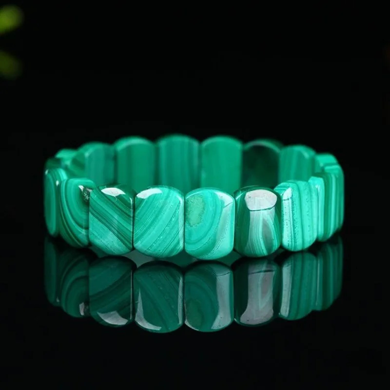 AA Green Malachite Chrysocolla Bracelet Stretch Rectangle Beads Healing Stone Crystal Genuine Natural Women Men 12x9mm Gender 250107