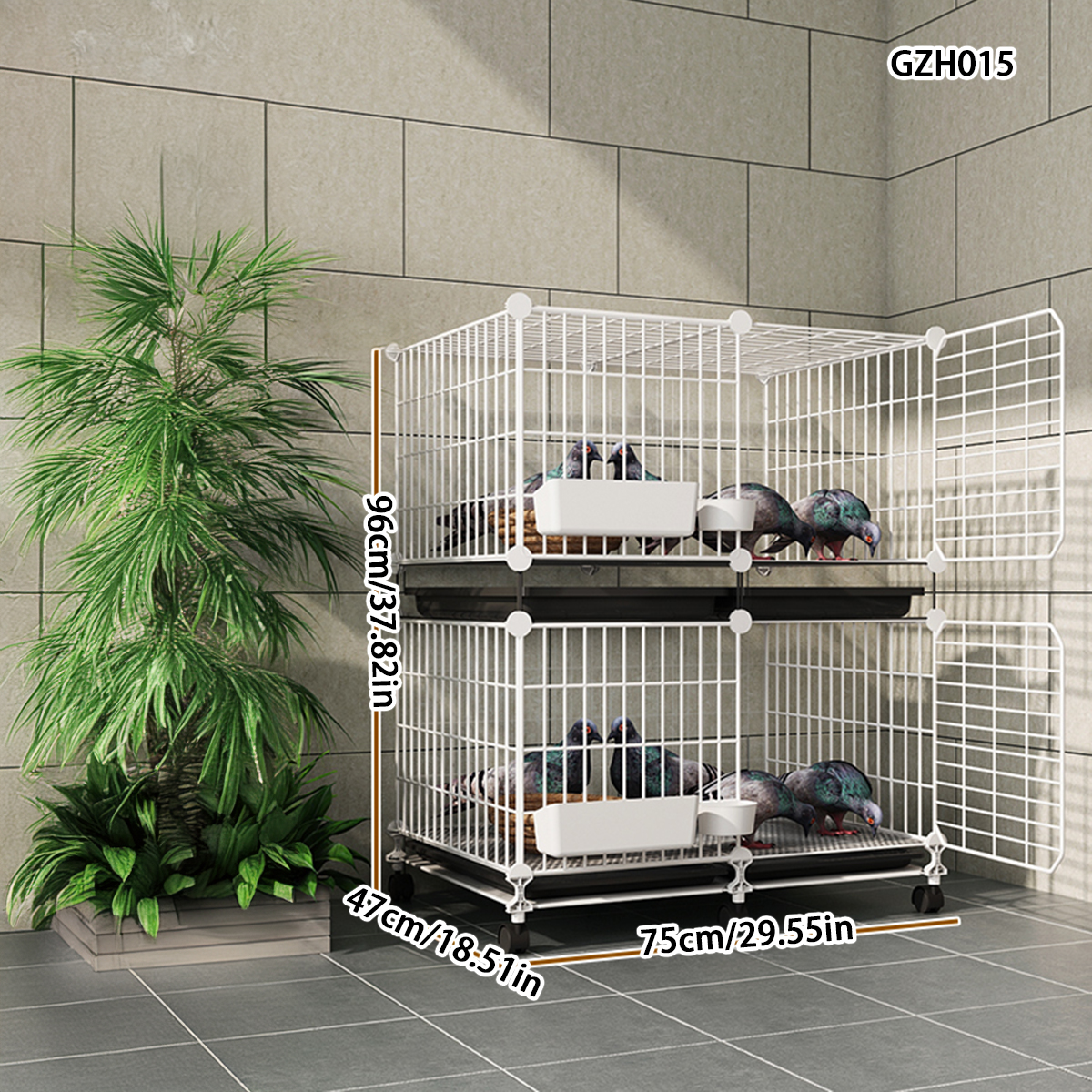 Extra Large Iron Birdcage for Domestic Pigeons with Integrated Mating Nest Box